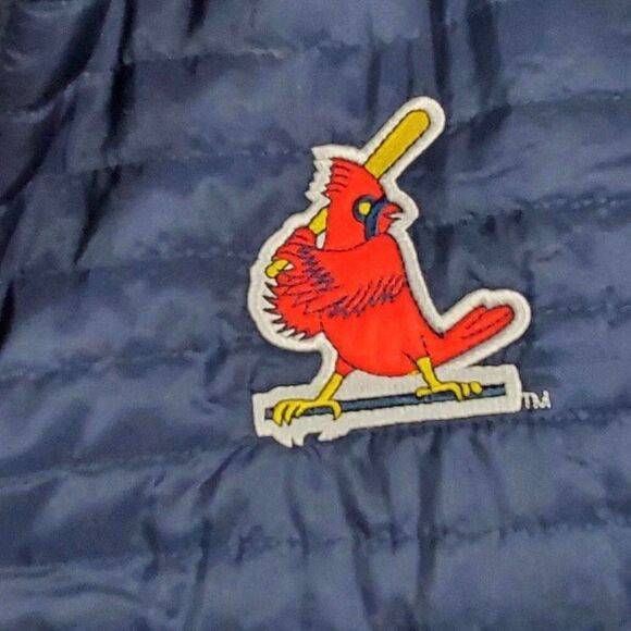 St. Louis Cardinals Baseball Blue Red Details Quilted Mens Vest - Picture 5 of 7